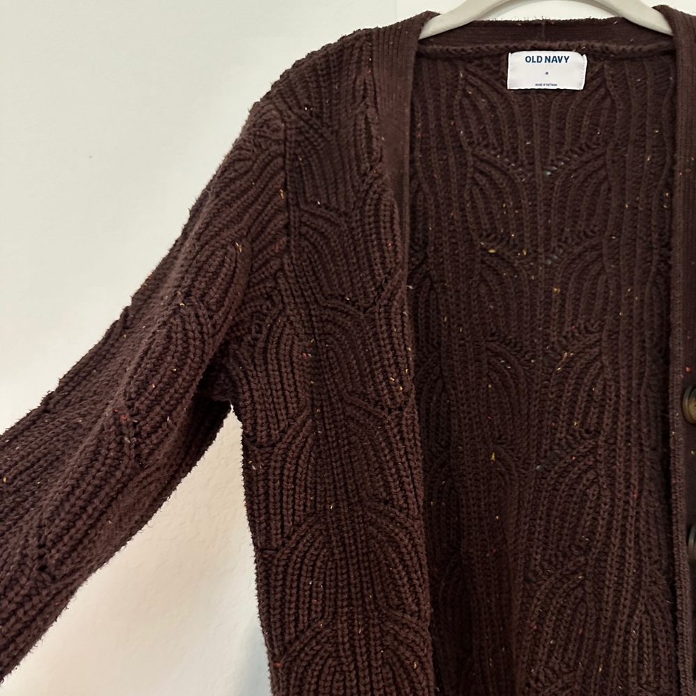 Old Navy Dark Brown Cable Knit Cardigan - Picture 2 of 5